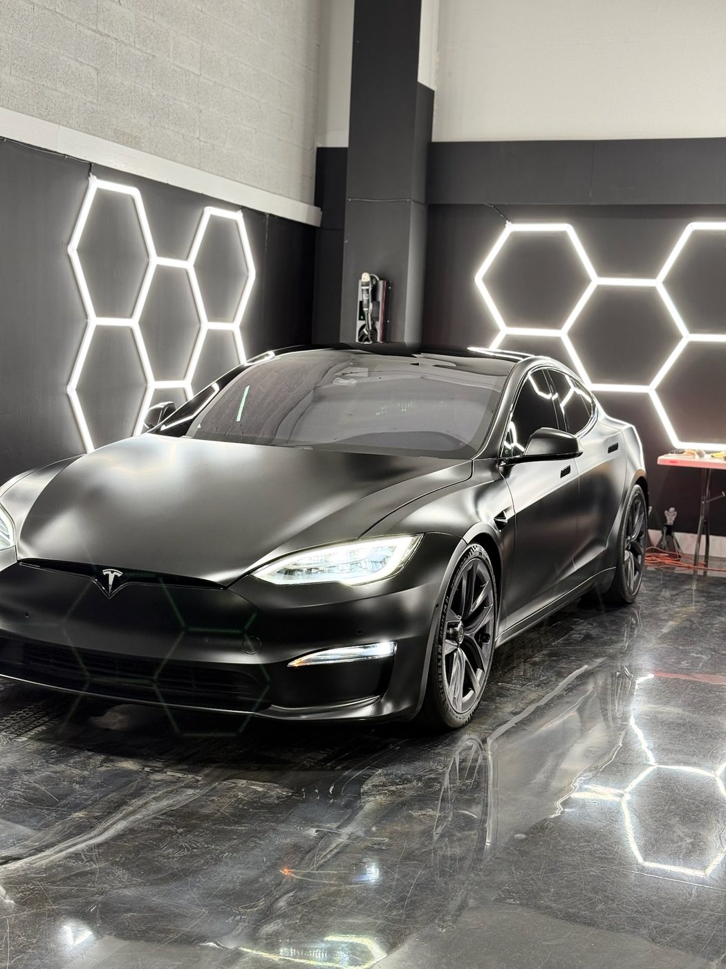 Tesla Model S - Satin Black protected at Elite Premium Detailing