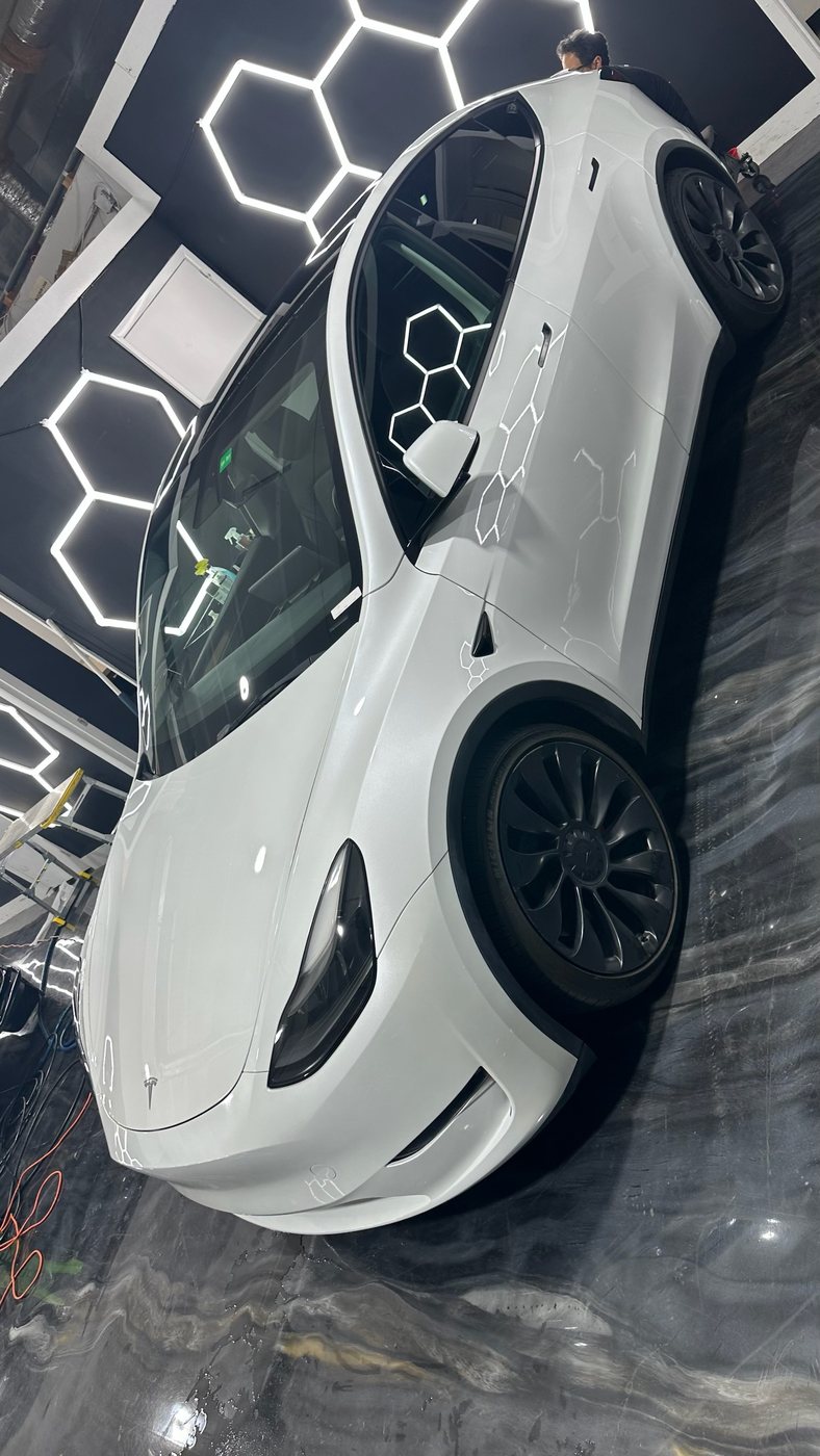 Tesla Model Y - White (Uberturbine) protected at Elite Premium Detailing