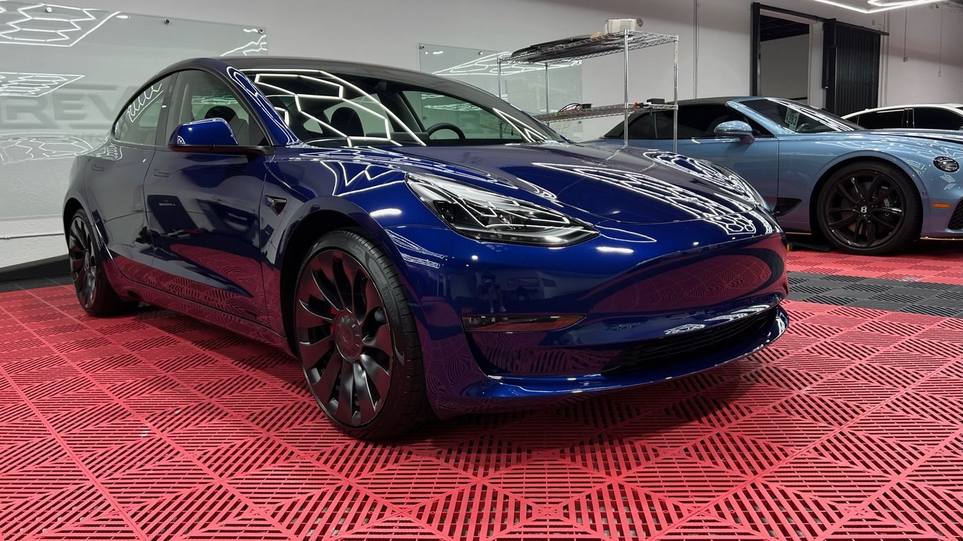 Tesla Model 3 - Blue (Performance) protected at Elite Premium Detailing