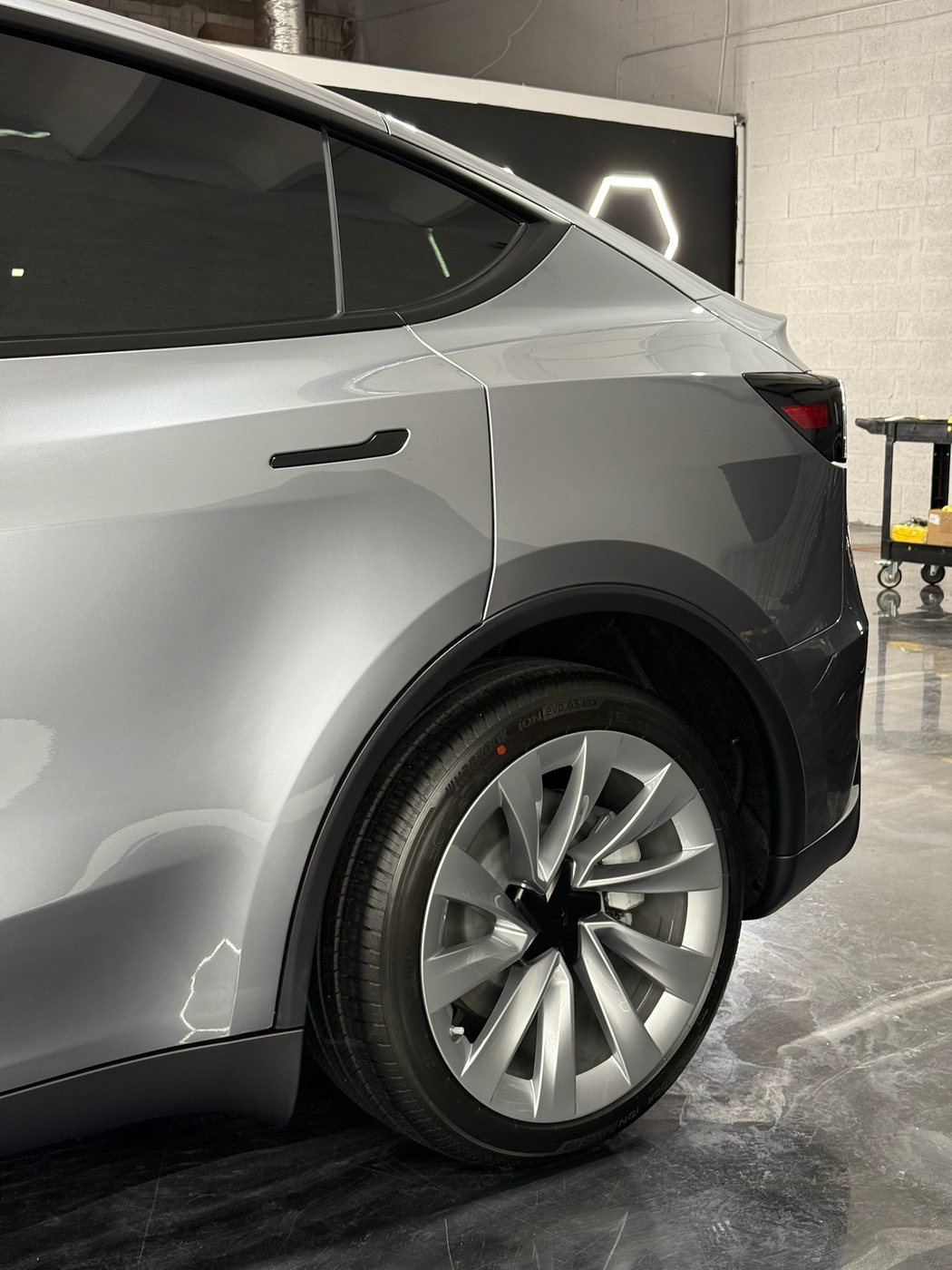 Tesla Model Y - Gray (Silver Wheels) protected at Elite Premium Detailing