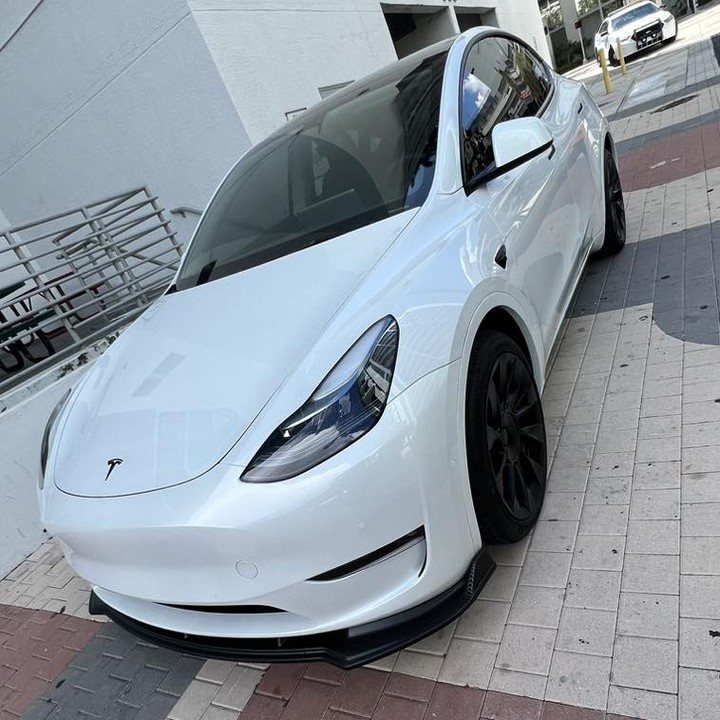 Tesla Model Y - White (Front Splitter) protected at Elite Premium Detailing