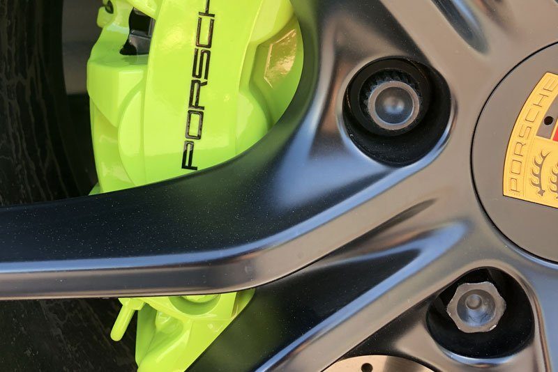 Calipers Color Change — green Porsche caliper — Elite Premium Detailing Hollywood FL