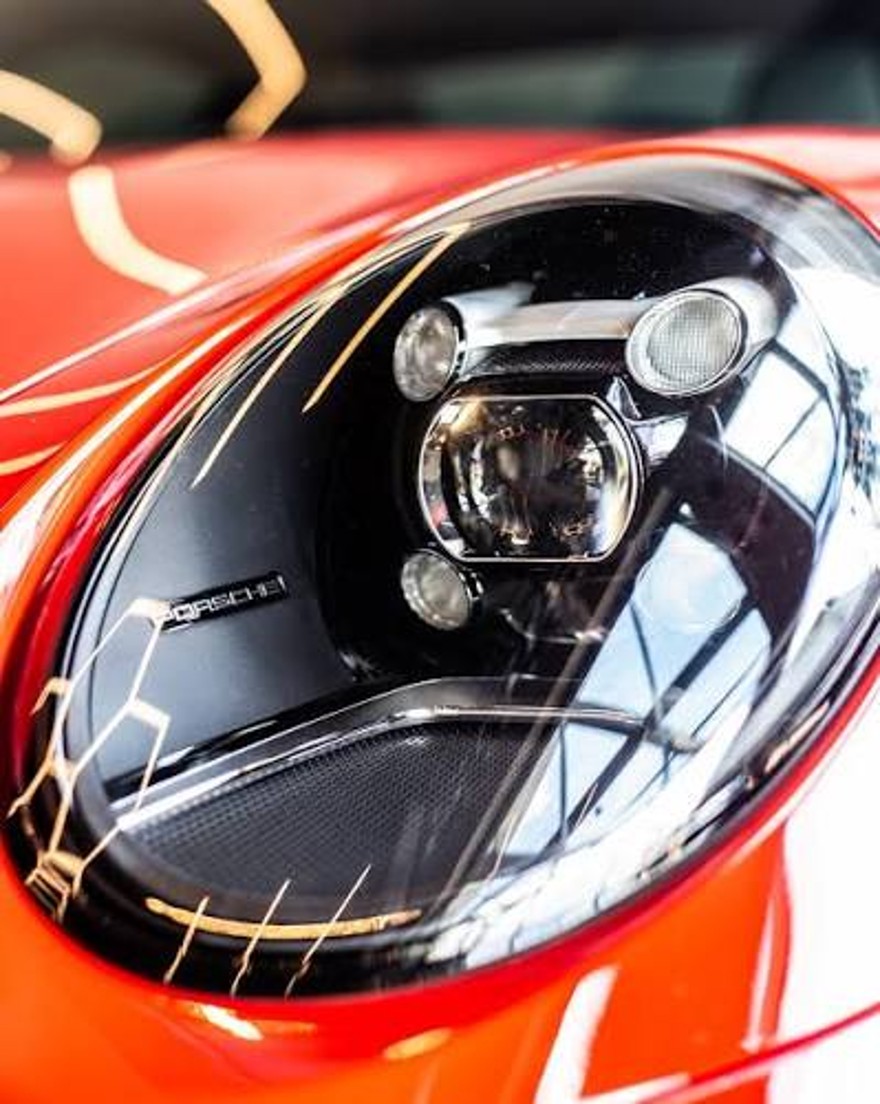 Restored, crystal-clear Porsche headlight