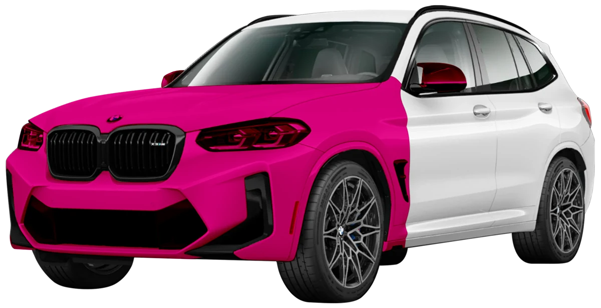Full Front PPF coverage shown on a BMW X3M