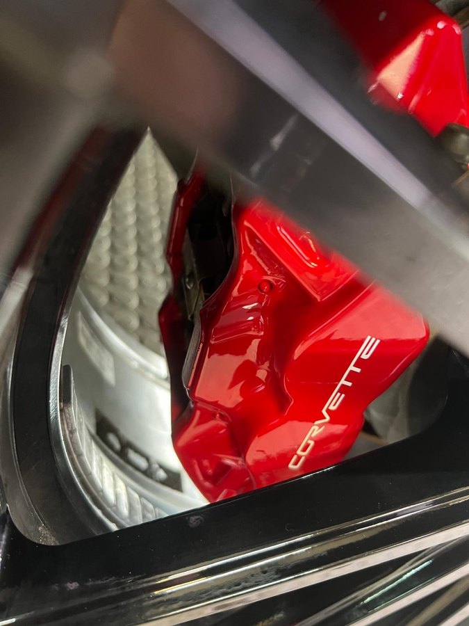 Corvette red painted caliper